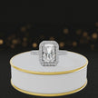 360° video of a Radiant Cut Halo Lab-Grown Diamond Engagement Ring in 18kt White Gold featuring a radiant-cut centre diamond, sparkling diamond halo and diamond-set shoulders.