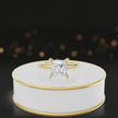 360 degree spinning video of 4-claw princess cut engagement ring with hidden halo in 18kt yellow gold
