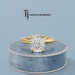 360-degree spinning view of a 1.5 carat cushion cut lab-grown diamond solitaire engagement ring in 18kt yellow gold with a 4-claw setting