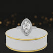 360° video of a Marquise Cut Halo Lab-Grown Diamond Engagement Ring in 18kt White Gold featuring a marquise-cut centre diamond, sparkling diamond halo and diamond-set shoulders.