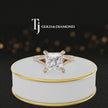360° product view of a princess cut split shank lab-grown diamond engagement ring in 18kt rose gold featuring a princess-cut centre diamond, classic four-claw cathedral setting and diamond-set split shank.