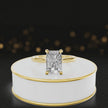 360-degree rotating view of a 1.5 carat Radiant cut diamond solitaire engagement ring in an 18kt yellow gold 4 claw setting by TJ Diamond