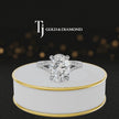 360° product view of an oval cut split shank lab-grown diamond engagement ring in 18kt white gold featuring an oval-cut centre diamond, classic four-claw cathedral setting and diamond-set split shank.