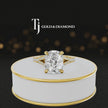 360° product view of a cushion cut split shank lab-grown diamond engagement ring in 18kt yellow gold featuring a cushion-cut centre diamond, classic four-claw cathedral setting and diamond-set split shank.