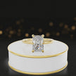 360-degree rotating view of a 1.5 carat radiant cut diamond solitaire engagement ring in an 18kt yellow gold 6 claw setting by TJ Diamond