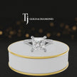 360° product view of a princess cut split shank lab-grown diamond engagement ring in 18kt white gold featuring a princess-cut centre diamond, elegant four-claw cathedral setting and diamond-set split shank.