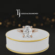 360° product view of a Cushion Cut Split Shank Lab-Grown Diamond Engagement Ring in 18kt Rose Gold featuring a cushion-cut centre diamond, classic four-claw cathedral setting and diamond-set split shank.