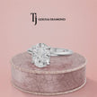 360-degree rotating view of a 1.5 carat oval cut lab-grown diamond solitaire engagement ring in 18kt white gold with a 4-claw setting