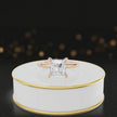 360 degree spinning video of 4-claw princess cut engagement ring with hidden halo in 18kt rose gold