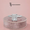 360-degree spinning view of a 1.5 carat emerald cut lab-grown diamond solitaire engagement ring in 18kt white gold with a 4-claw setting