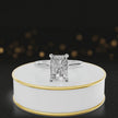 360-degree rotating view of a 1.5 carat radiant cut diamond solitaire engagement ring in an 18kt white gold 4 claw setting by TJ Diamond