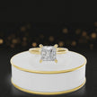 360-degree rotating view of a 1.5 carat princess cut diamond solitaire engagement ring in an 18kt yellow gold 4 claw setting by TJ Diamond