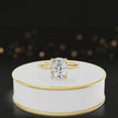 360 degree spinning video of 4-claw cushion cut engagement ring with hidden halo in 18kt yellow gold