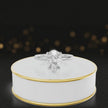 360 degree spinning video of 4-claw pear cut engagement ring with hidden halo in 18kt white gold