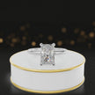 360-degree rotating view of a 1.5 carat radiant cut diamond solitaire engagement ring in an 18kt white gold 6 claw setting by TJ Diamond