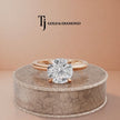 360-degree rotating view of a 1.5 carat round cut lab-grown diamond solitaire engagement ring in 18kt rose gold with a 4-claw setting