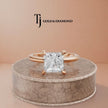 360-degree rotating view of a 1.5 carat princess cut lab-grown diamond solitaire engagement ring in 18kt rose gold with a 4-claw setting