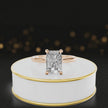 360-degree rotating view of a radiant cut diamond solitaire engagement ring in an 18kt rose gold 4 claw setting by TJ Diamond