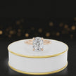 360 degree spinning video of 4-claw cushion cut engagement ring with hidden halo in 18kt rose gold by TJ Diamond.