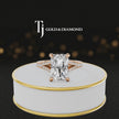 360° product view of a radiant cut split shank lab-grown diamond engagement ring in 18kt rose gold featuring a radiant-cut centre diamond, classic four-claw cathedral setting and diamond-set split shank.