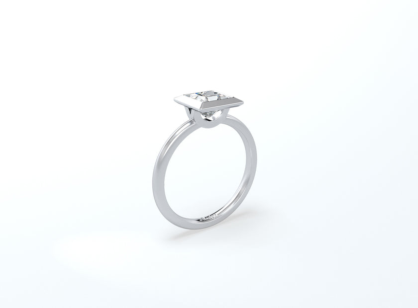 Princess Cut Bezel Ring - Platinum - Bodega