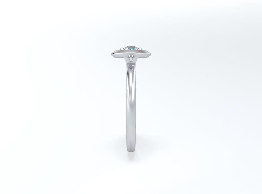 Bezel Set Round Brilliant Diamond Ring - Platinum - Bodega