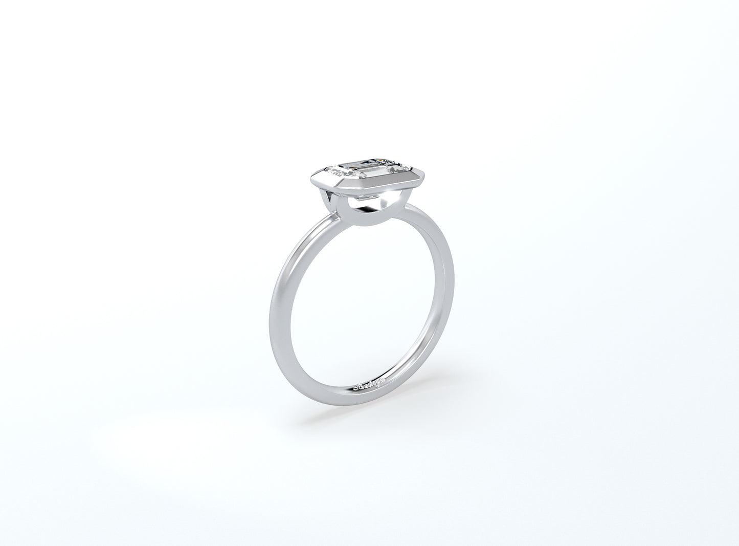 #2 Bezel Set Emerald Cut Diamond Ring - Platinum - Bodega