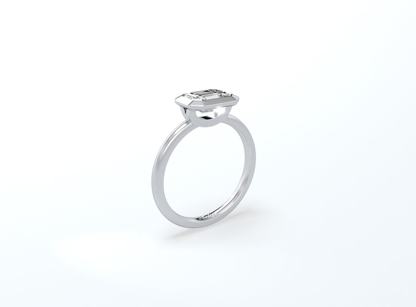 #2 Bezel Set Emerald Cut Diamond Ring - Platinum - Bodega