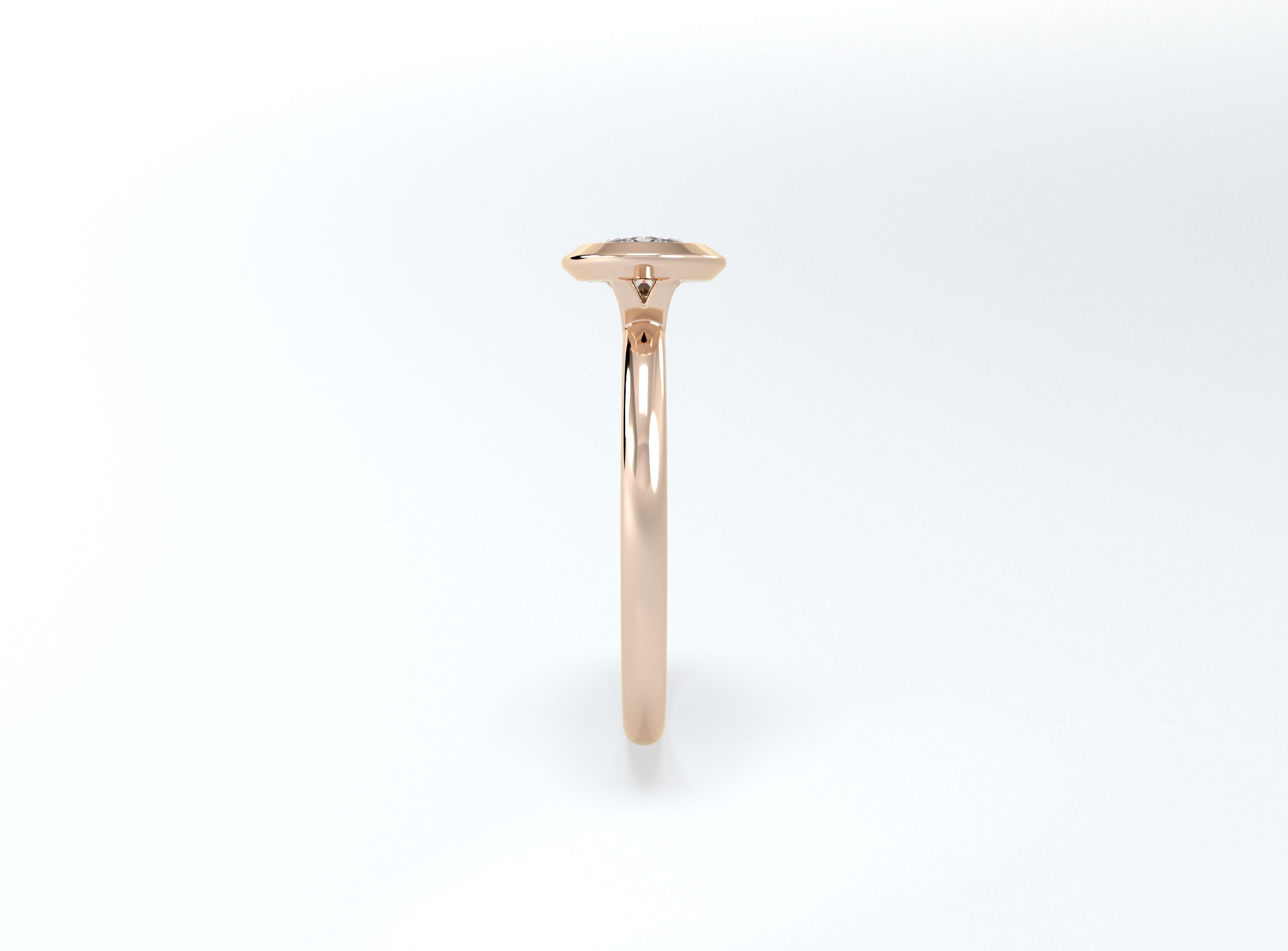 Bezel Set Oval Diamond Ring - Rose Gold - Bodega