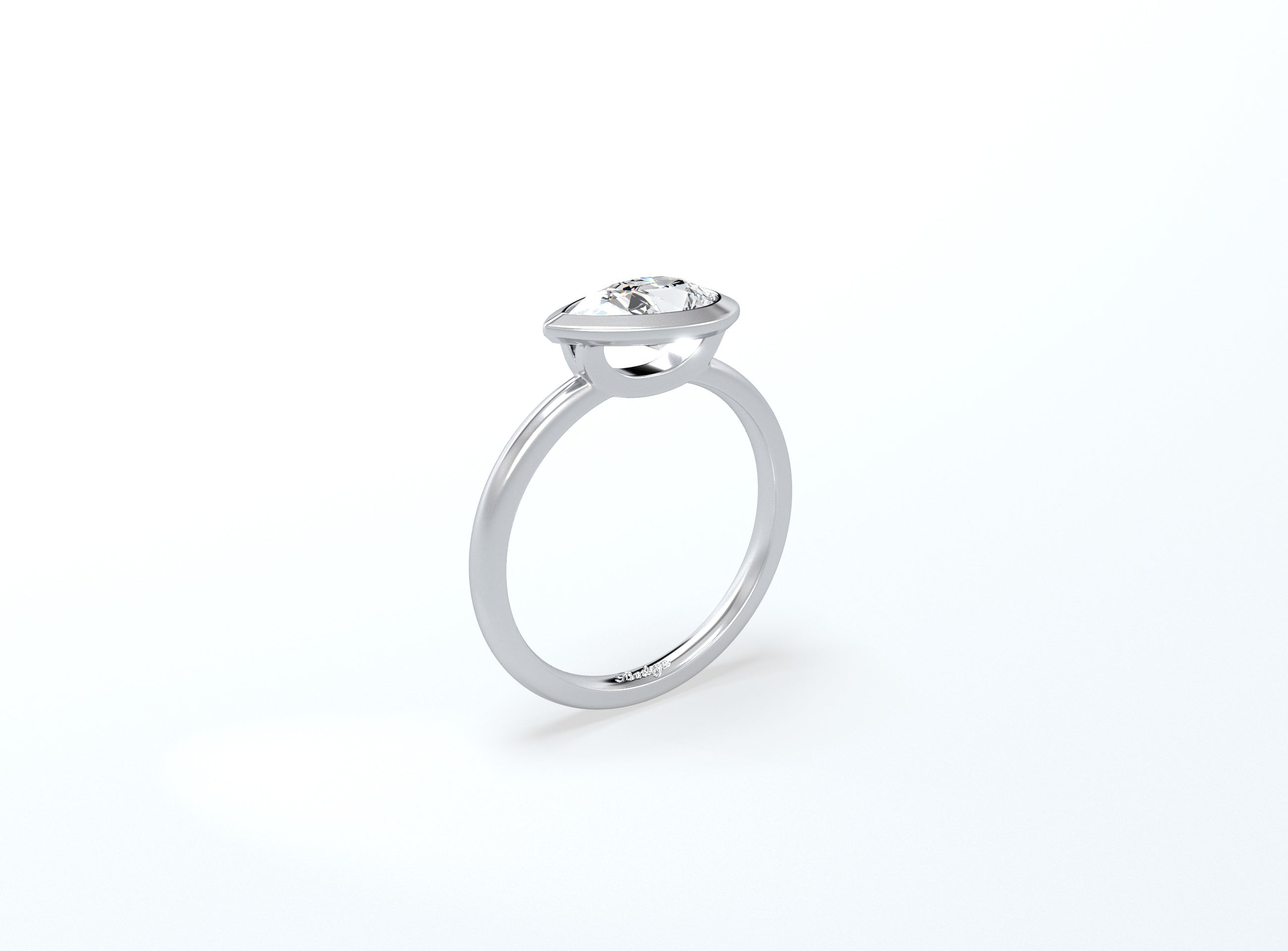 Pear Bezel Ring - Platinum - Bodega