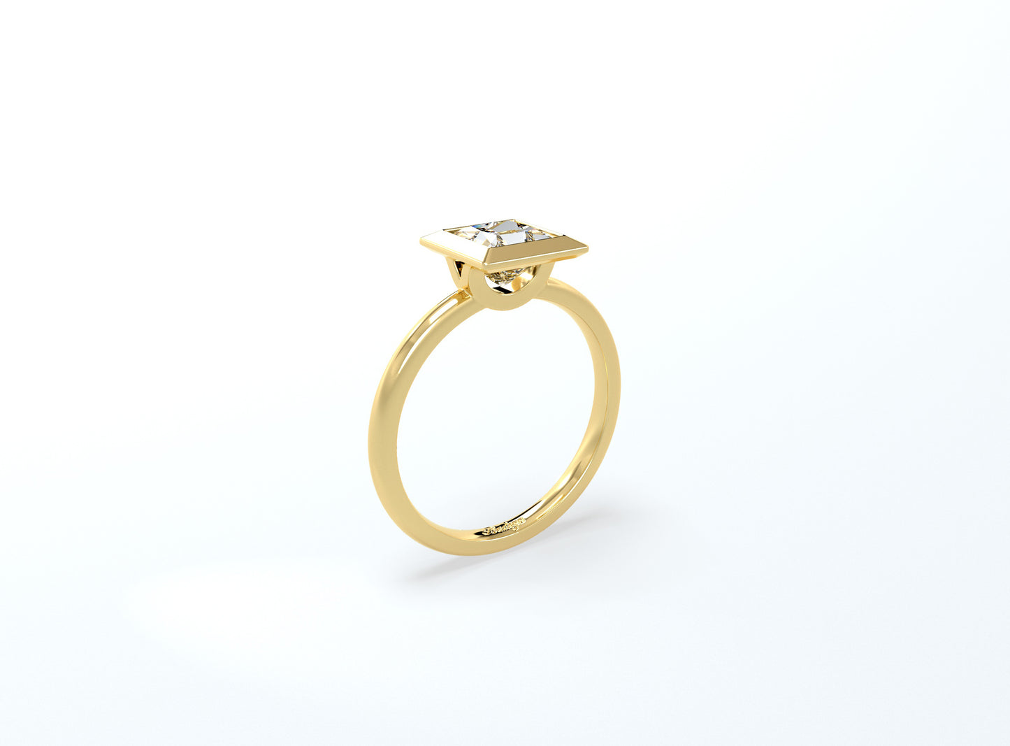 Princess Cut Bezel Ring - Yellow Gold - Bodega