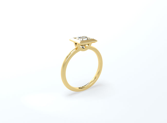 Princess Cut Bezel Ring - Yellow Gold - Bodega