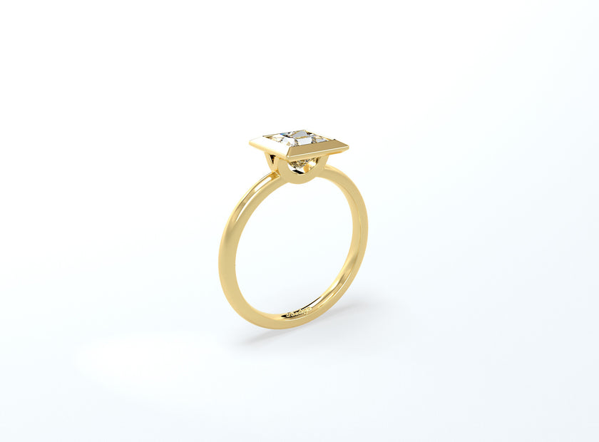 Princess Cut Bezel Ring - Yellow Gold - Bodega