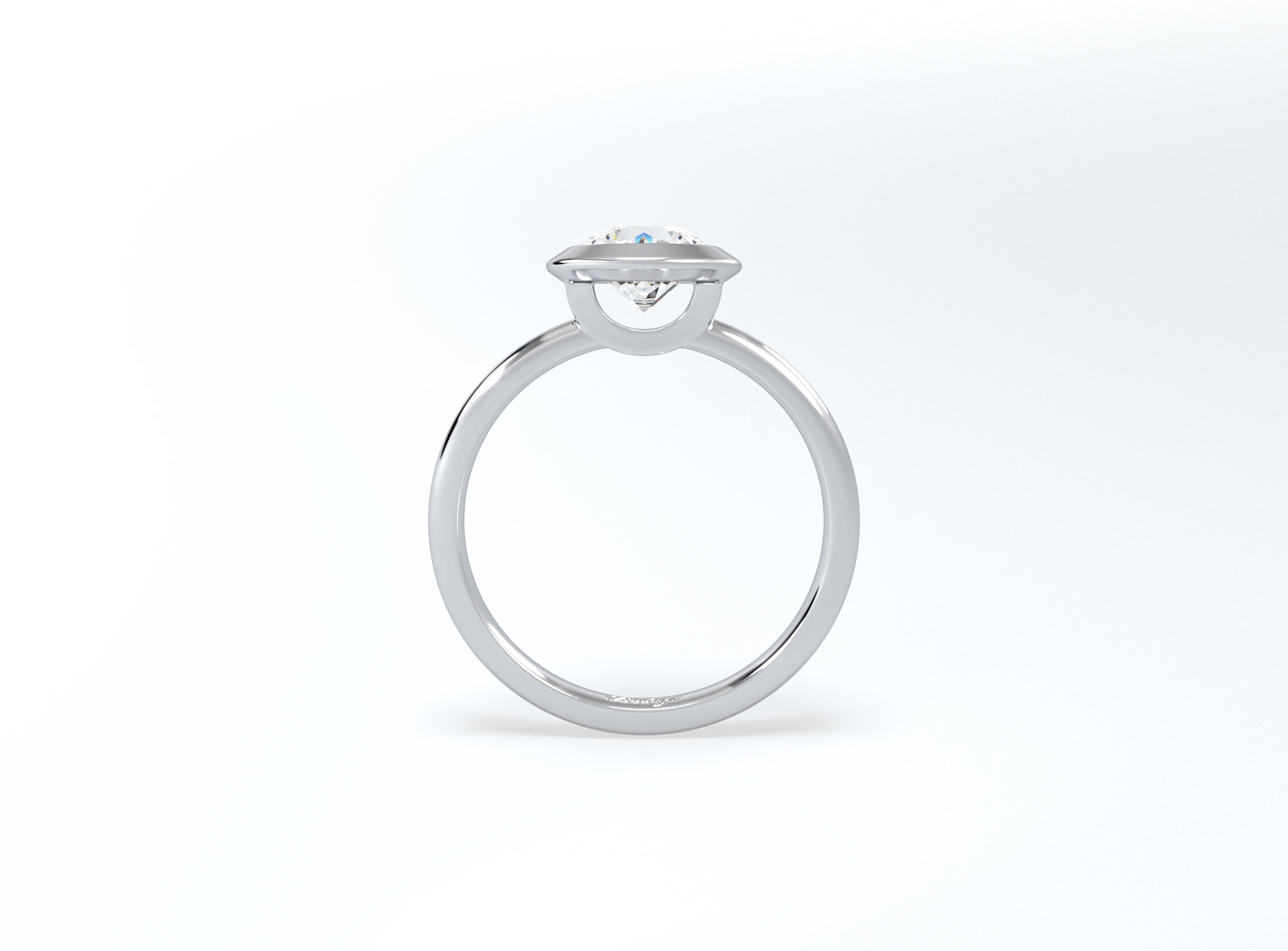 Bezel Set Round Brilliant Diamond Ring - Platinum - Bodega