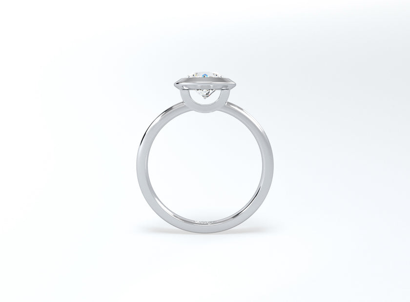 Bezel Set Round Brilliant Diamond Ring - Platinum - Bodega