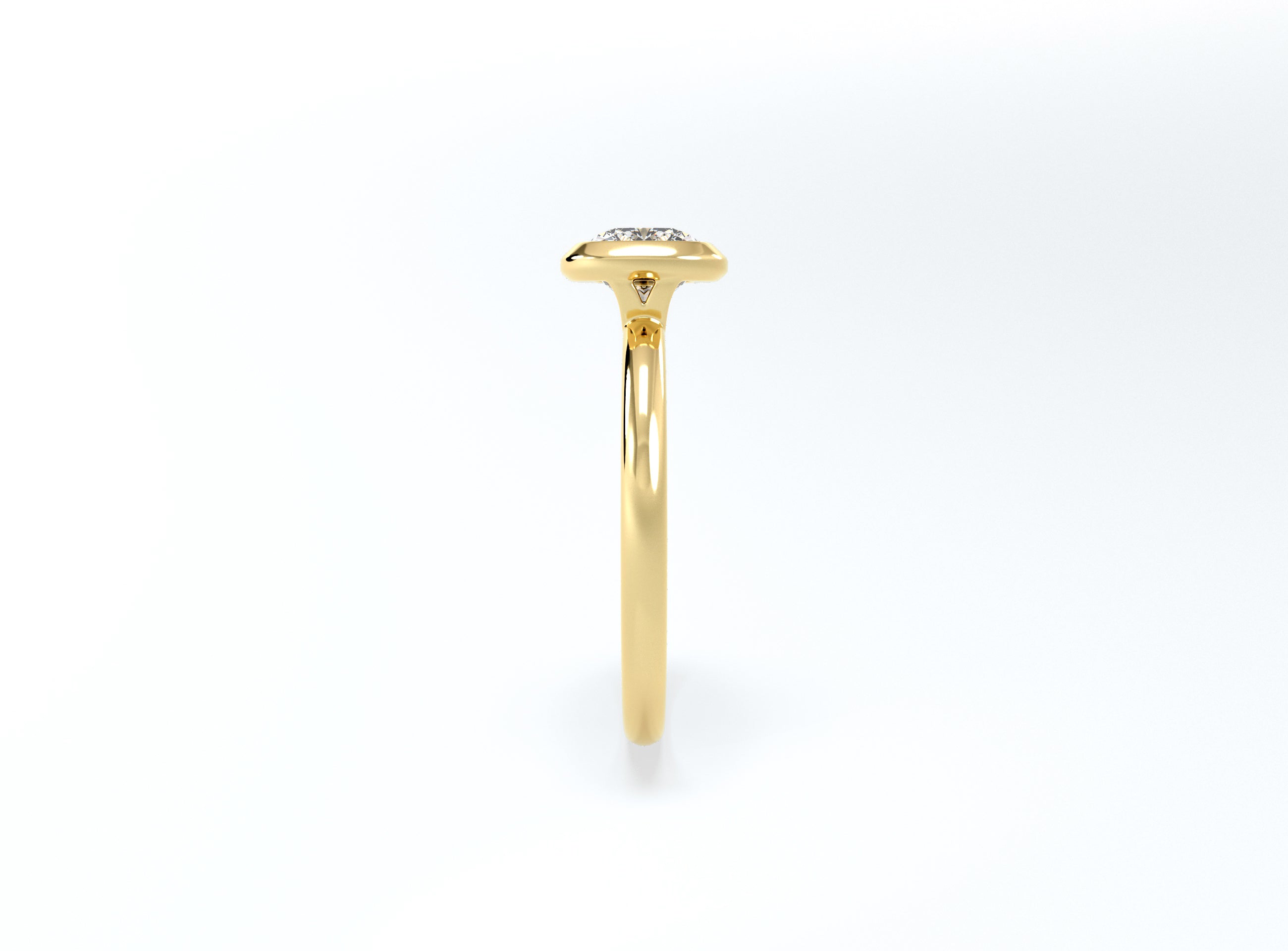 Bezel Set Cushion Cut Diamond Ring - Yellow Gold - Bodega