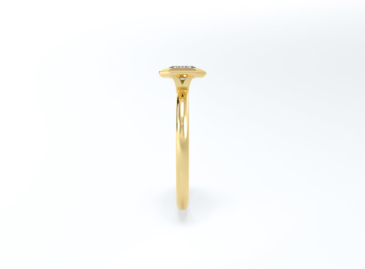 #2 Bezel Set Emerald Cut Diamond Ring - Yellow Gold - Bodega