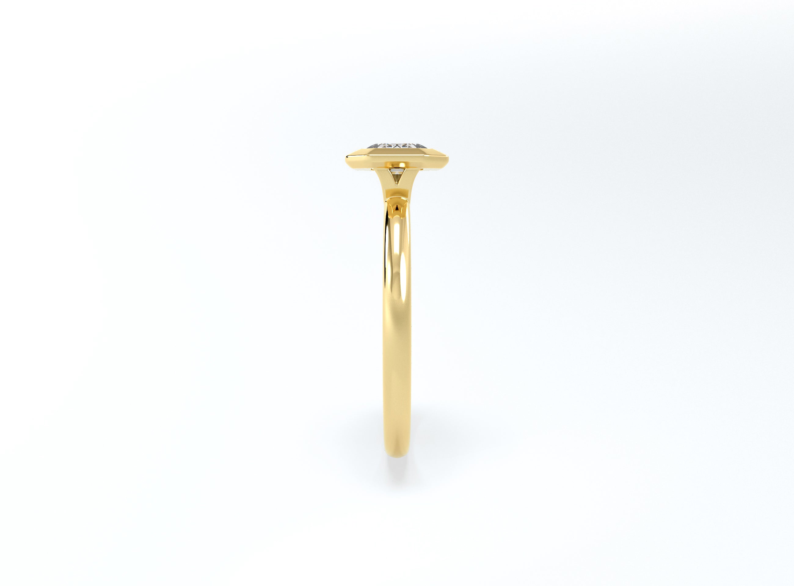 #2 Bezel Set Emerald Cut Diamond Ring - Yellow Gold - Bodega