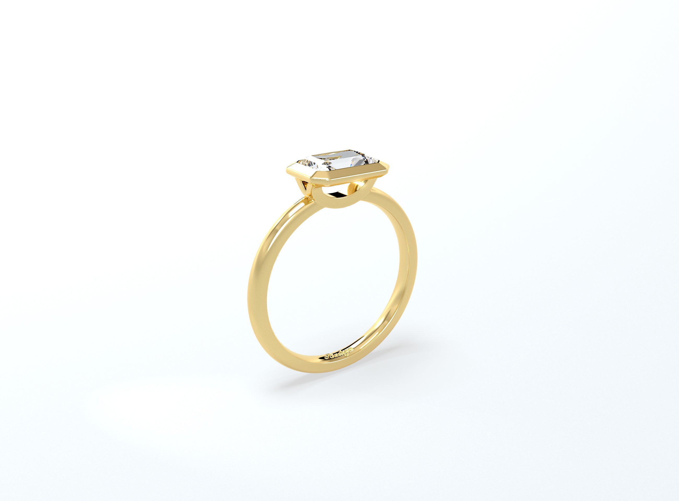 Radiant Cut Bezel Ring - Yellow Gold - Bodega