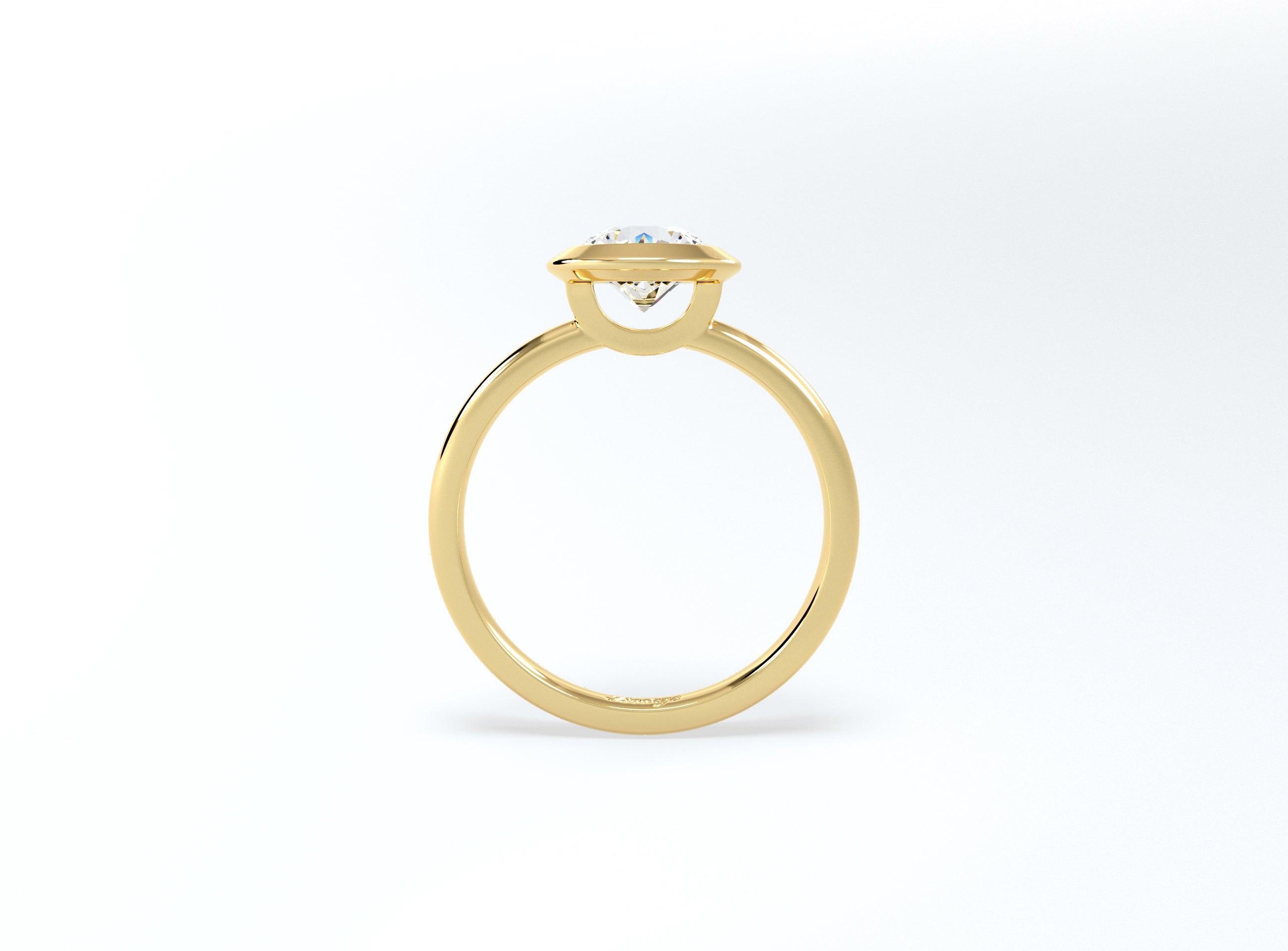 Bezel Set Round Brilliant Diamond Ring - Yellow Gold - Bodega