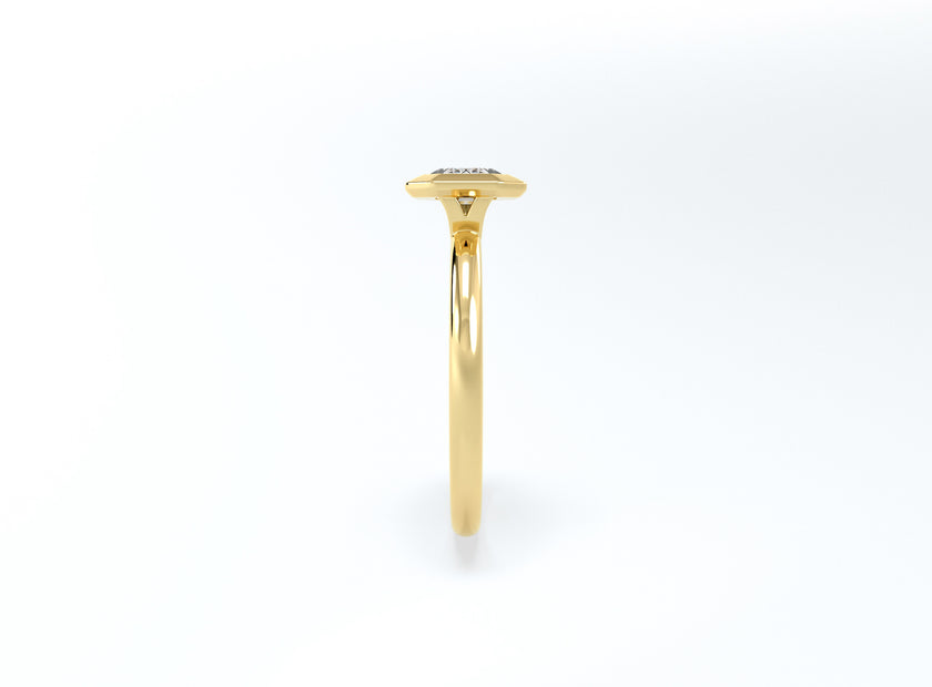 #2 Bezel Set Emerald Cut Diamond Ring - Yellow Gold - Bodega