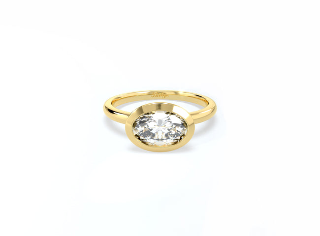 Bezel Set Oval Diamond Ring - Yellow Gold - Bodega