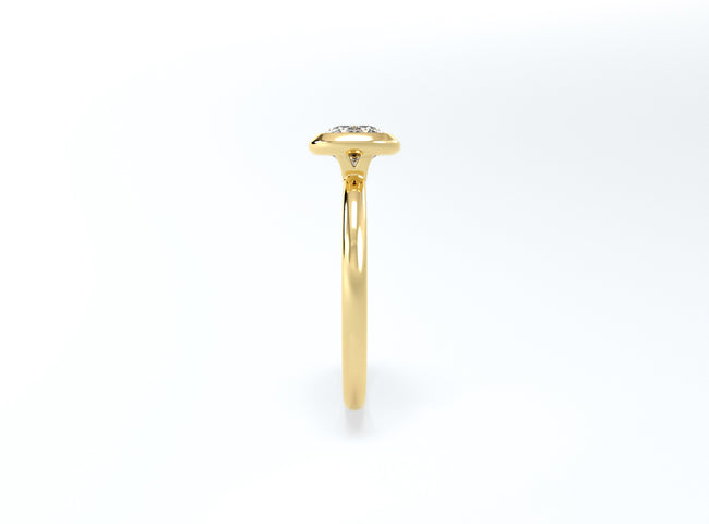 Bezel Set Cushion Cut Diamond Ring - Yellow Gold - Bodega