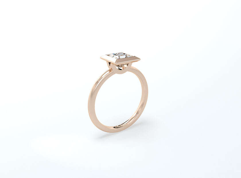 Princess Cut Bezel Ring - Rose Gold - Bodega