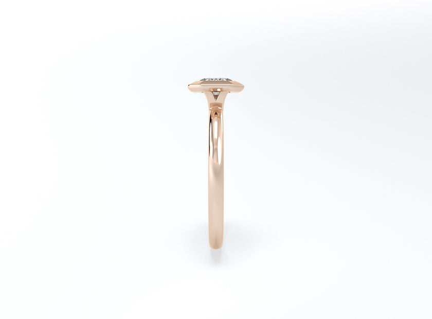 #2 Bezel Set Emerald Cut Diamond Ring - Rose Gold - Bodega
