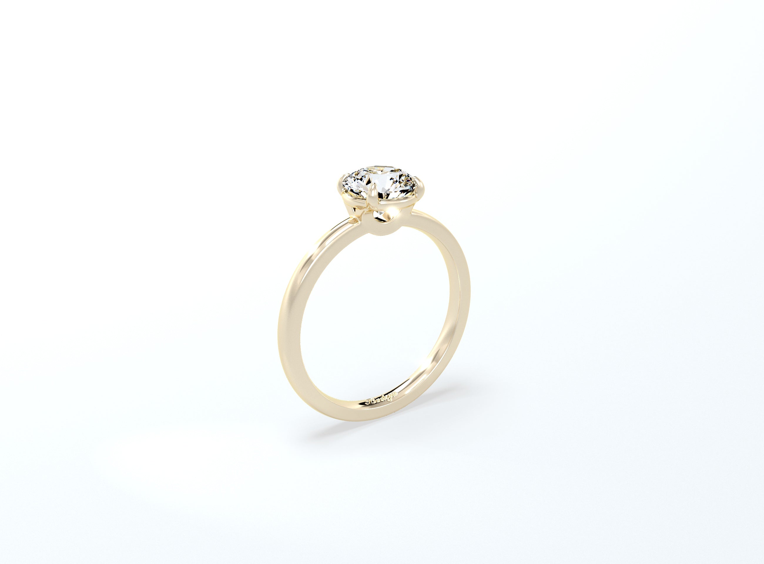 4 Prong Round Brilliant Solitaire Ring - Yellow Gold - Bodega