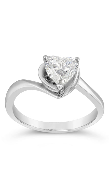 Heart Cut Solitaire Ring  - Platinum - Bodega