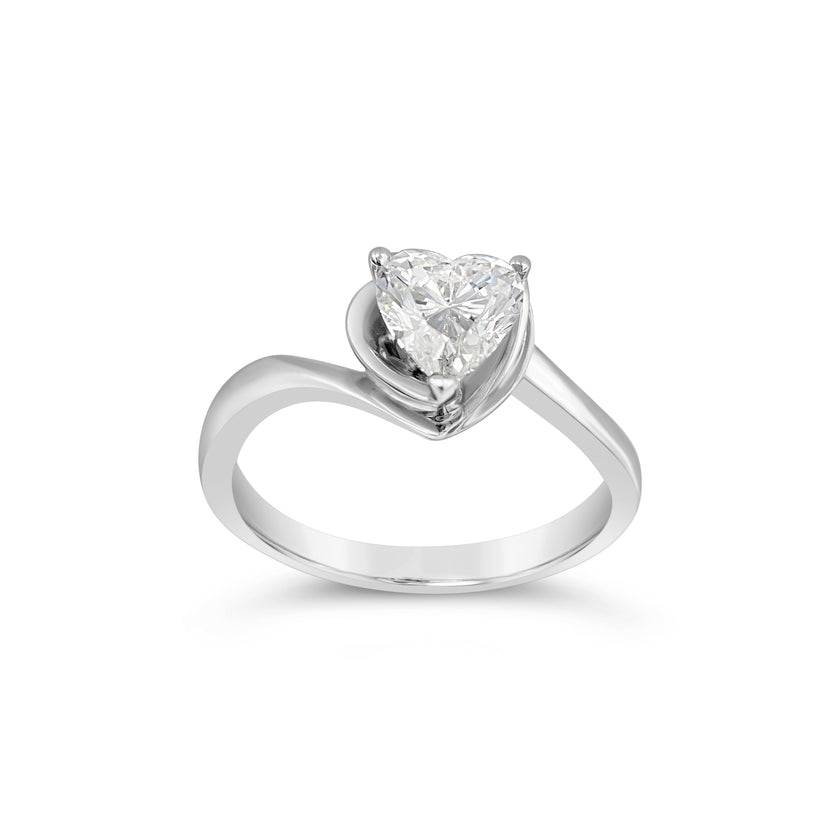 Heart Cut Solitaire Ring  - Platinum - Bodega