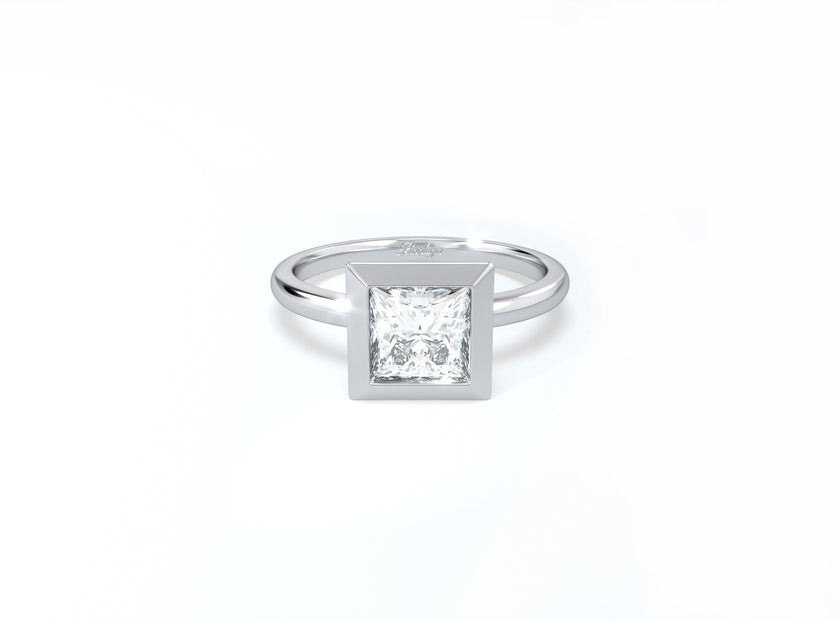 Princess Cut Bezel Ring - Platinum - Bodega