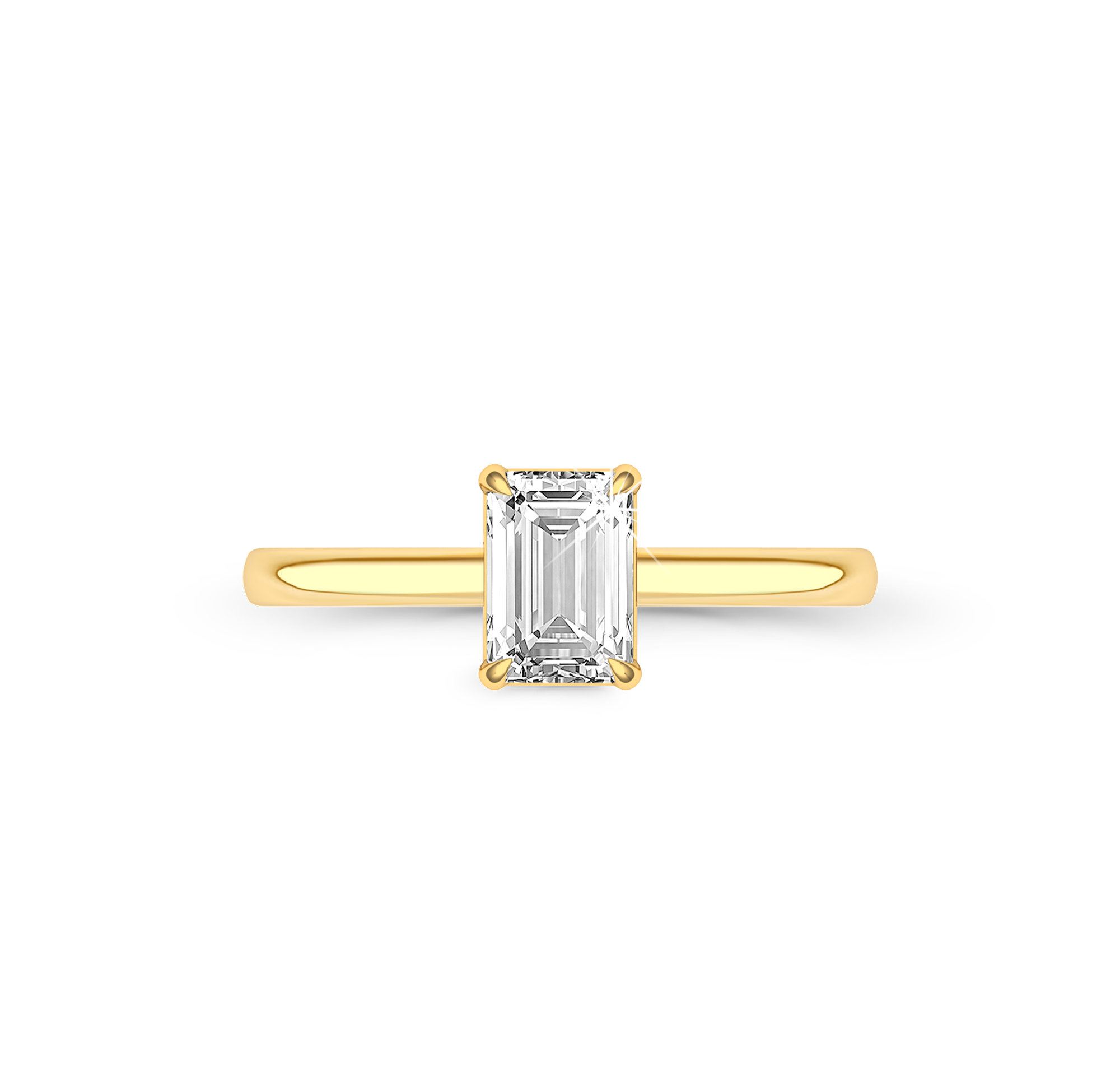 Radiant Cut Solitaire Ring in flush setting - Yellow Gold - Bodega